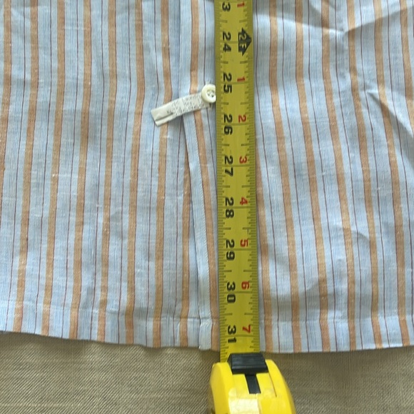 BRIONI ITALY 100% LUXURY LINEN SHIRT Mens Large Blue Stripe Short Sleeve - Picture 11 of 13